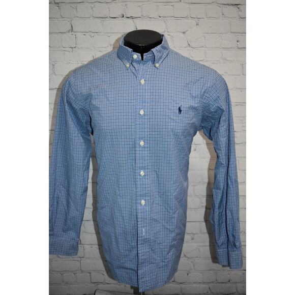 Polo Ralph Lauren Dress Shirt Mens Size Large Blue Plaids - Picture 2 of 6